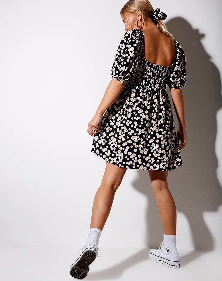 Afbeelding van Eltra Babydoll Jurk in Mini Daisy Zwart