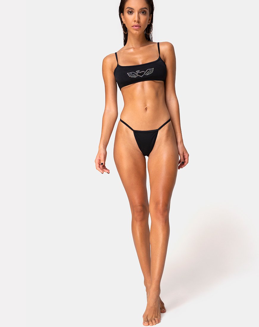 Afbeelding van Elvina Bikinitop in Matzwart met Diamante