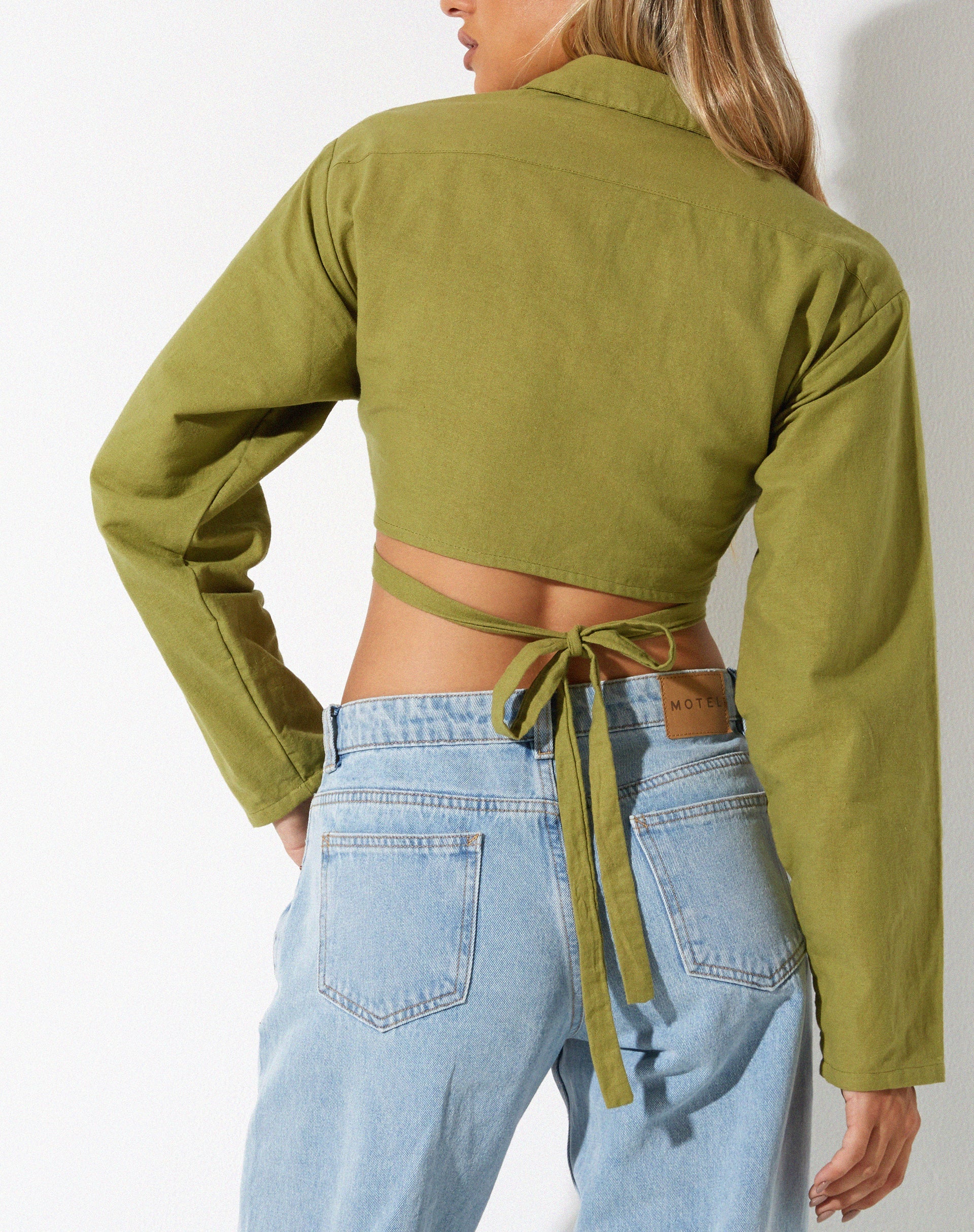 Afbeelding van Elyse Crop Top in Linnen Rami Green
