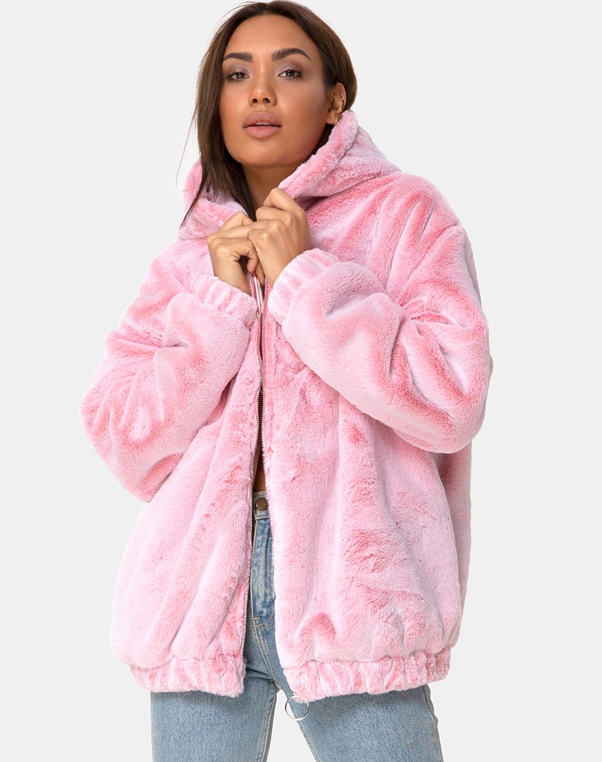 Afbeelding van Emerson jas in imitatiebont Roze