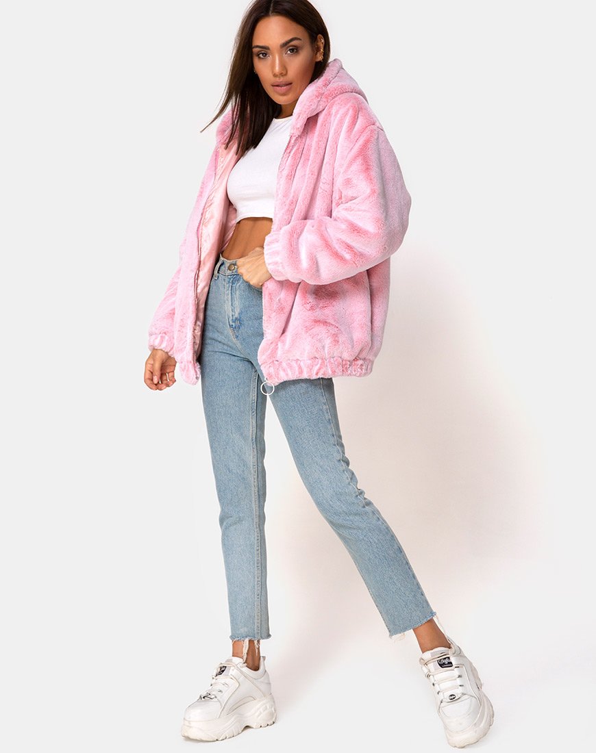Afbeelding van Emerson jas in imitatiebont Roze