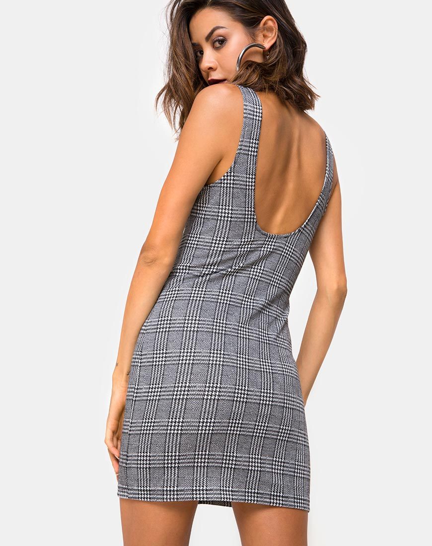 Afbeelding van Ena Bodycon Jurk in Haken en Oog Charles Ruit