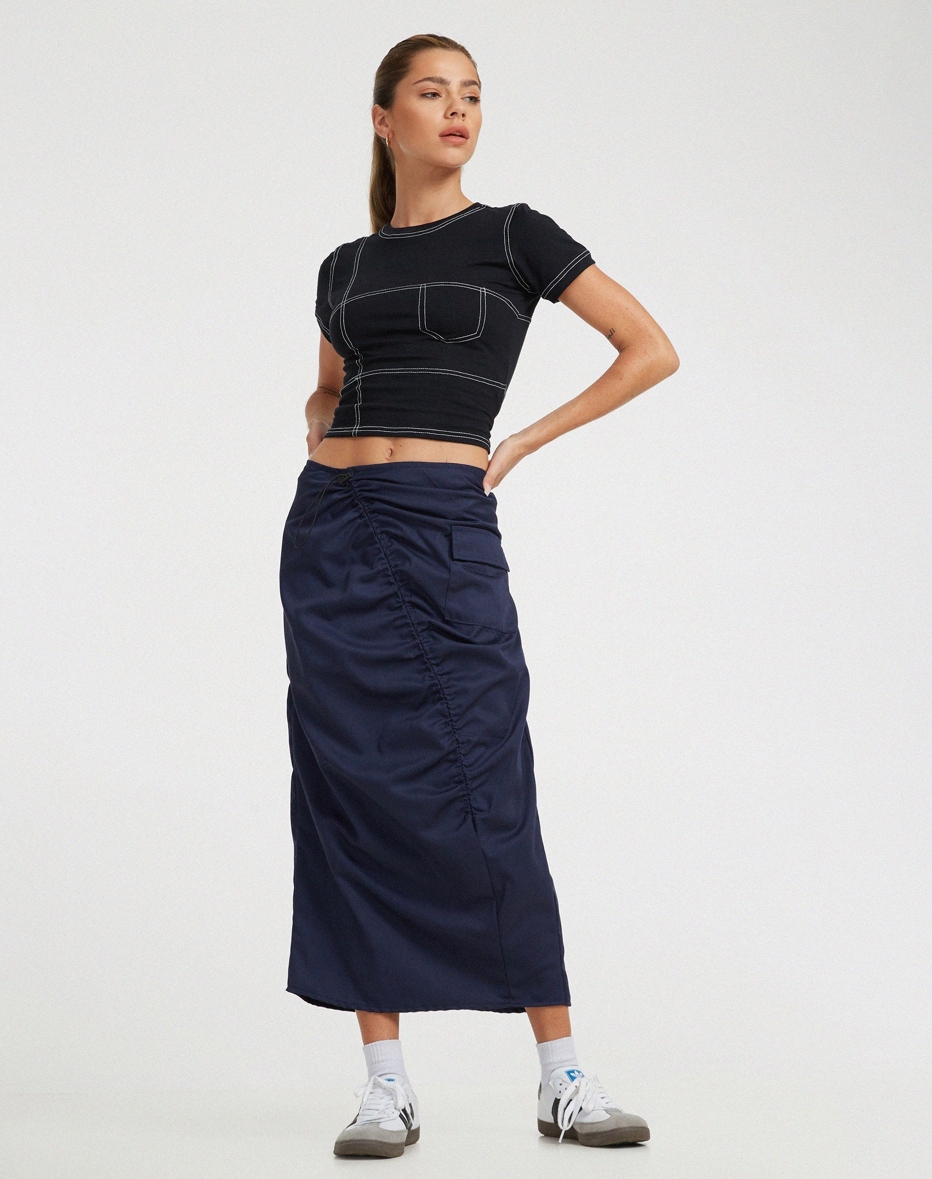 Afbeelding van Enore Midi rok in marineblauw