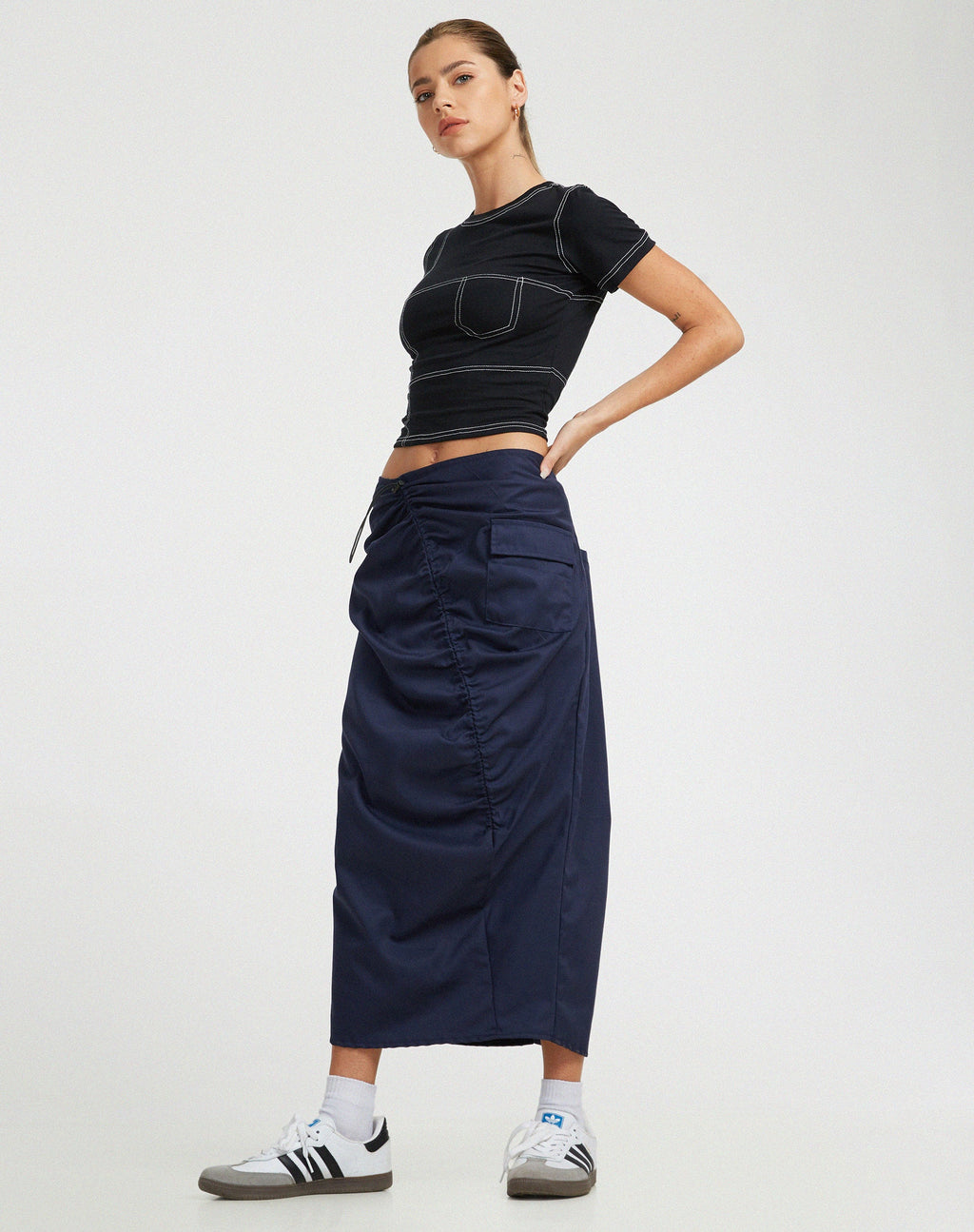 Enore Midi rok in marine