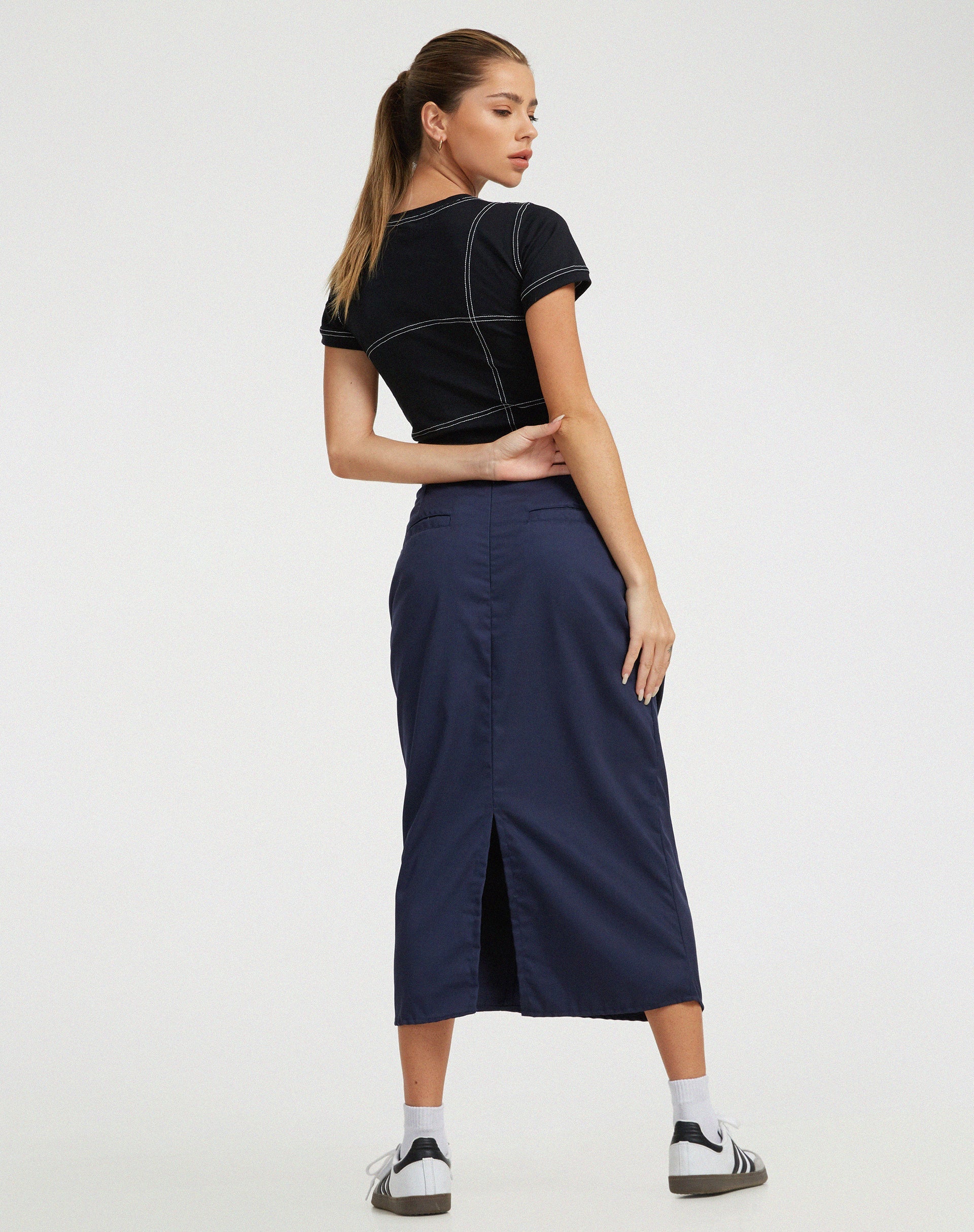 Afbeelding van Enore Midi rok in marineblauw