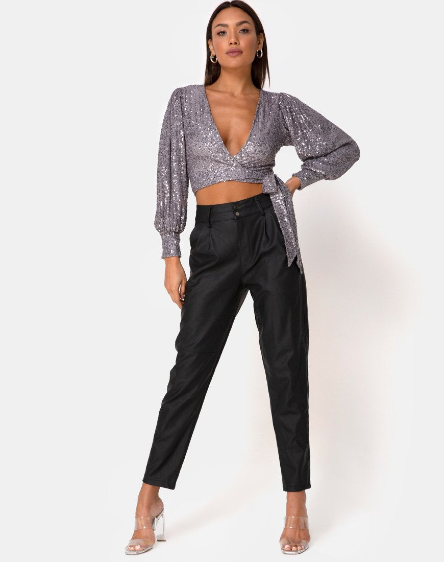 Afbeelding van Erina Longsleeve Top in Drape Net Zilver