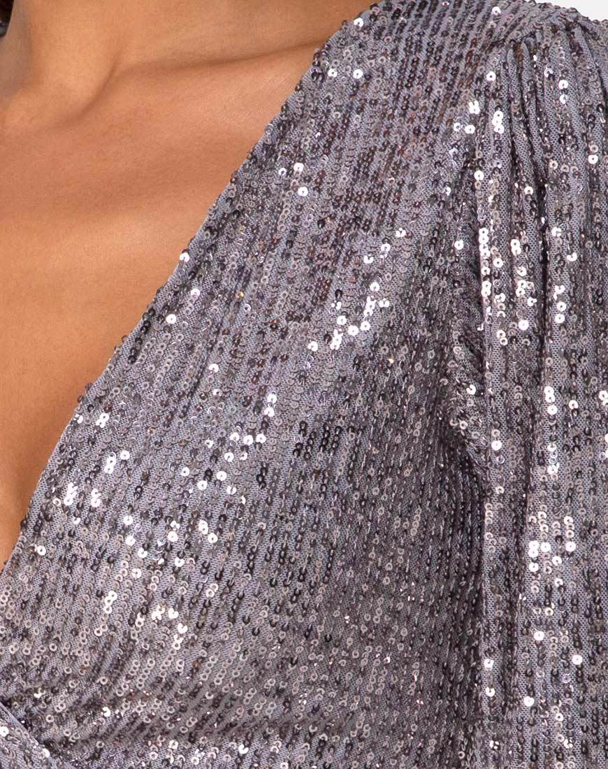 Afbeelding van Erina Longsleeve Top in Drape Net Zilver
