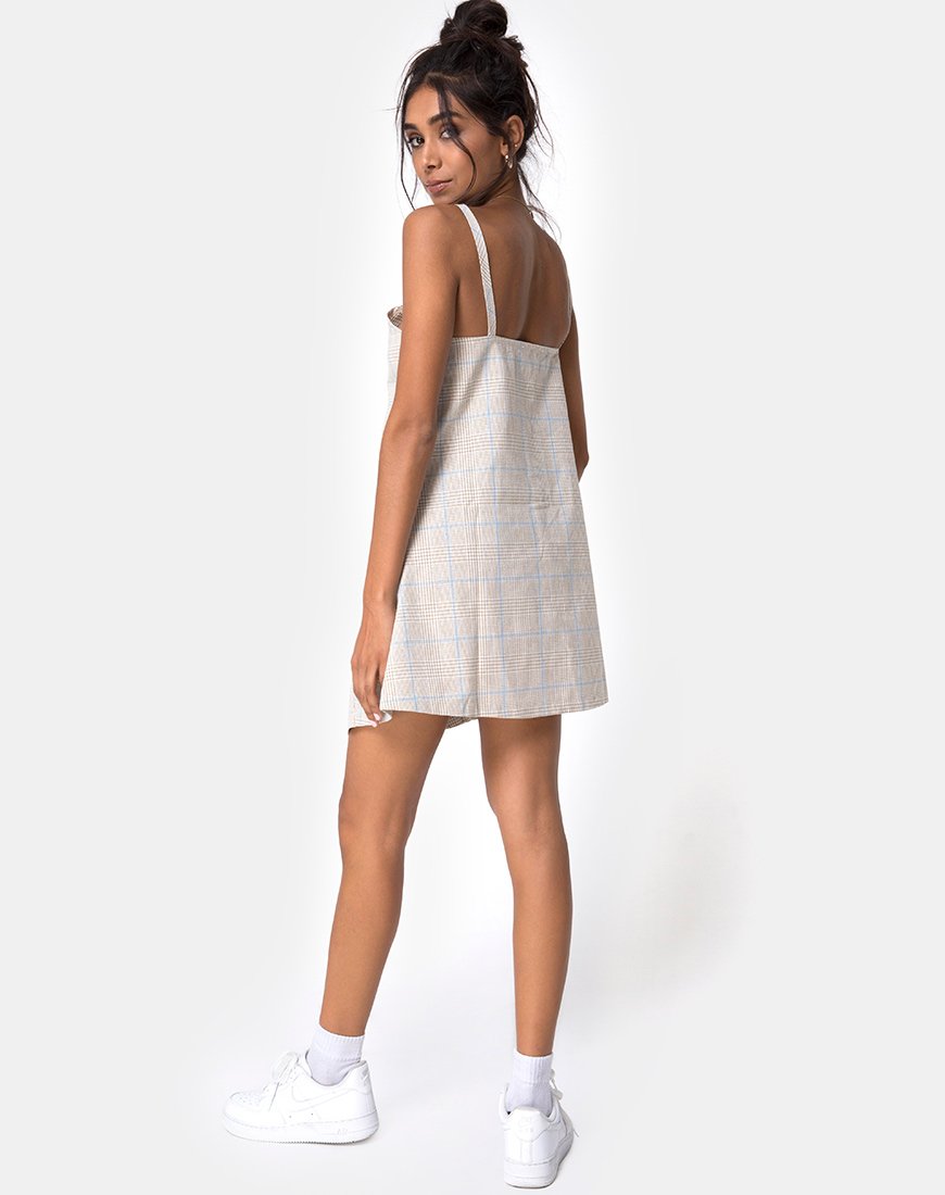 Afbeelding van Esana Slip Dress in Tonal Plaid Almond