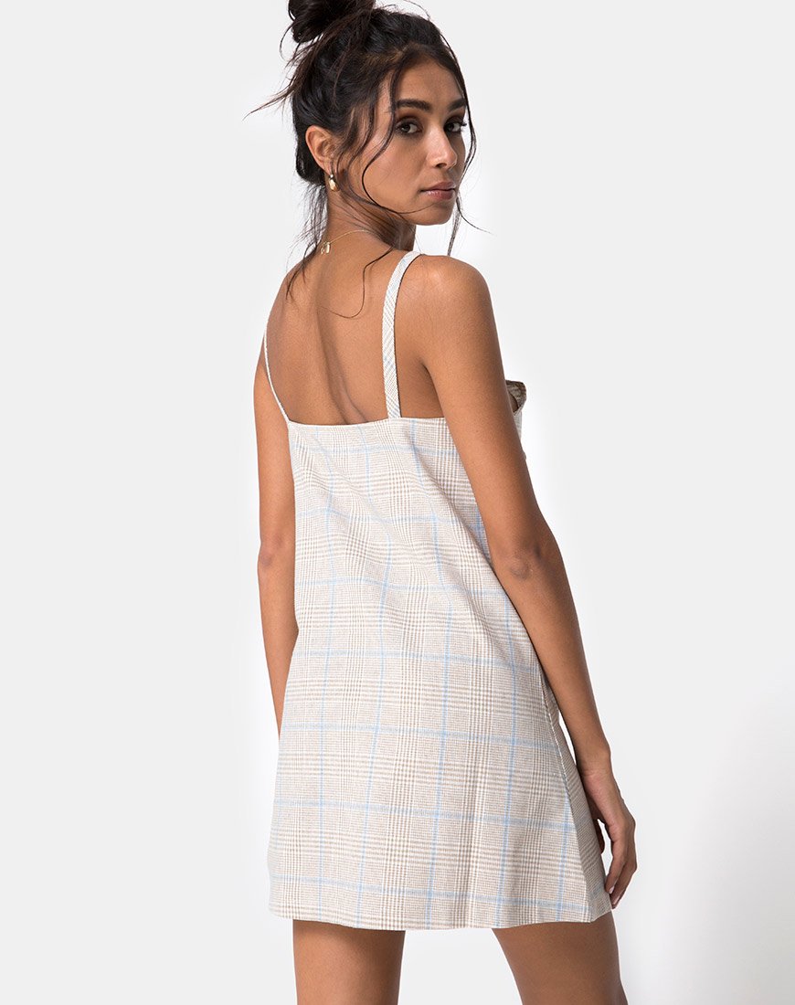 Afbeelding van Esana Slip Dress in Tonal Plaid Almond