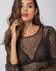 Afbeelding van Ether Longsleeve Top in Glitter Net Animal Zwart