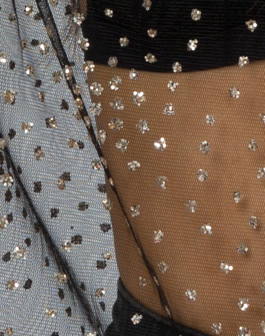 Afbeelding van Ether longsleeve top in goudglitter op net zwart