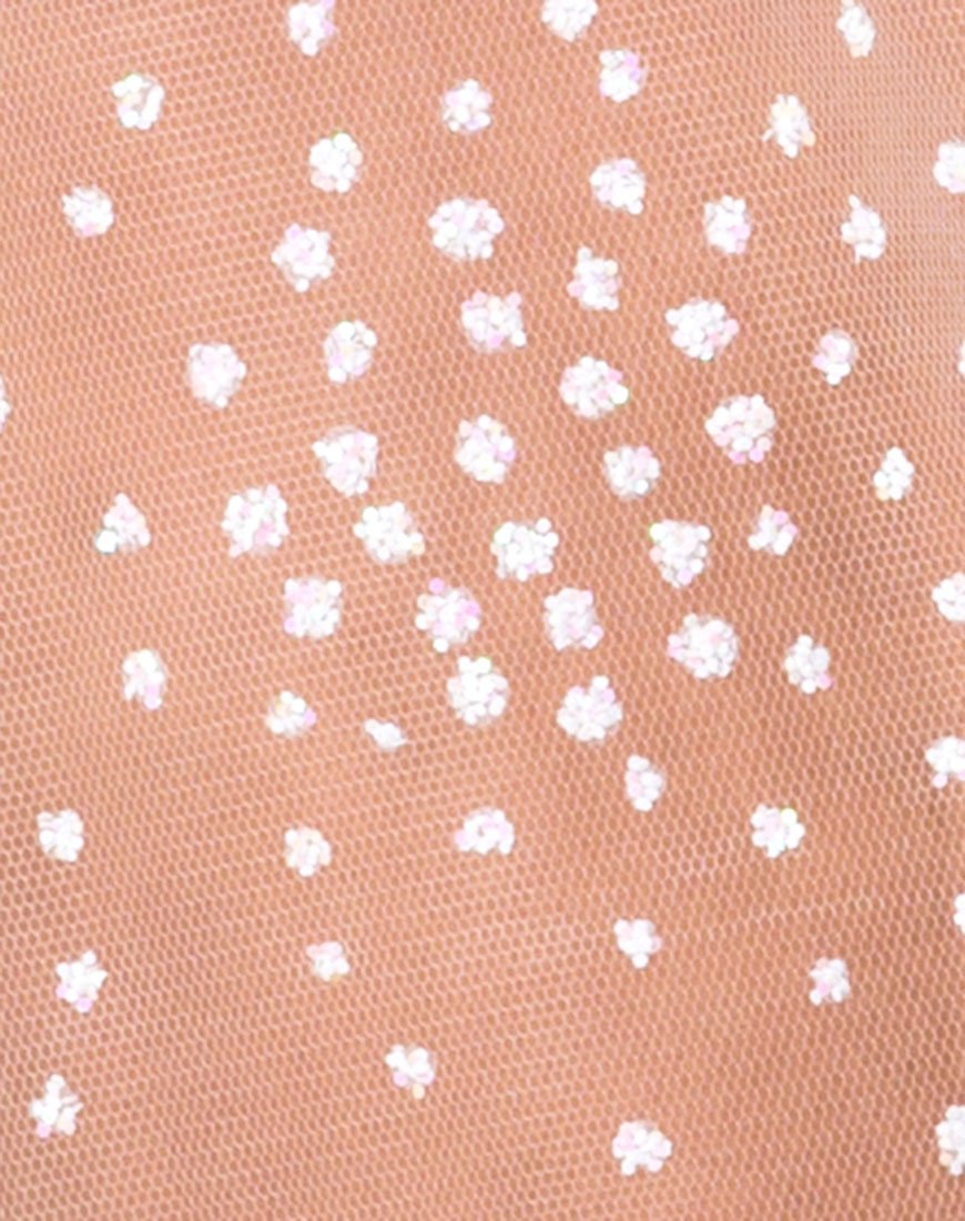 Afbeelding van Ether Longsleeve Top in Wit Glitter op Net Wit