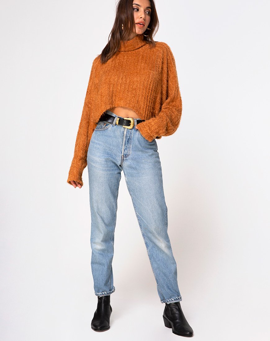 Afbeelding van Evie Cropped Sweatshirt in Rust Knit