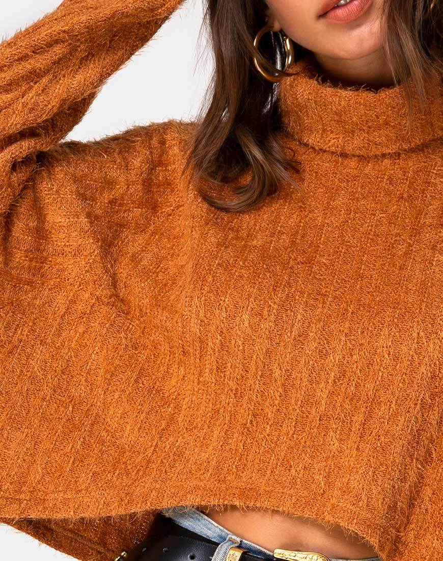 Afbeelding van Evie Cropped Sweatshirt in Rust Knit