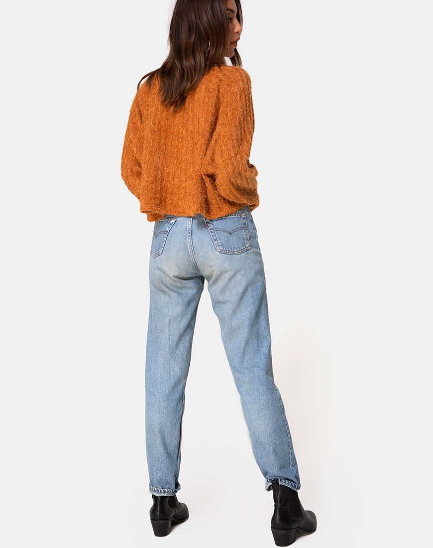 Afbeelding van Evie Cropped Sweatshirt in Rust Knit