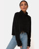 Afbeelding van Evie Cropped Sweatshirt in Chenille Zwart