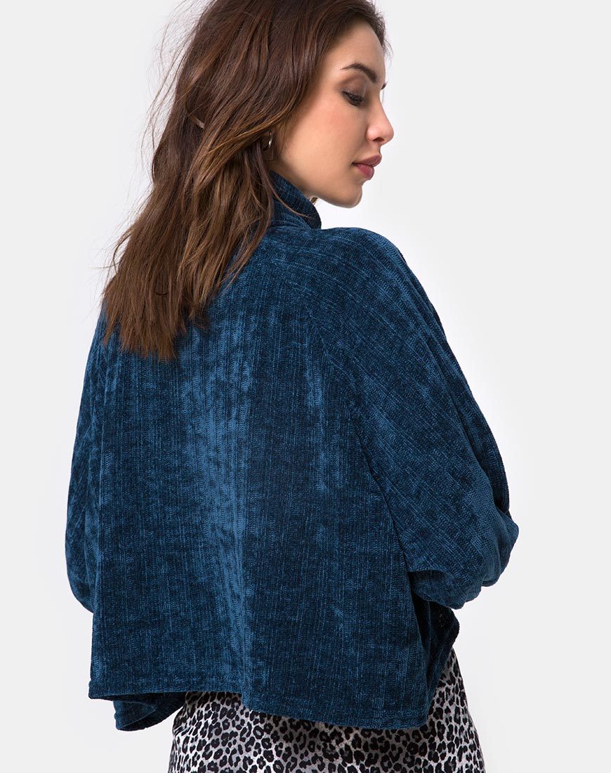 Evie Cropped Sweatshirt in Chenille Blauw