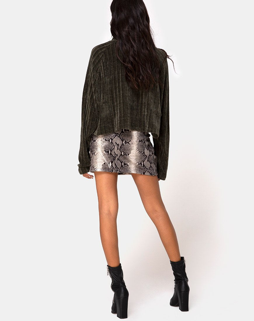 Afbeelding van Evie Cropped Sweater in Khaki Chenille