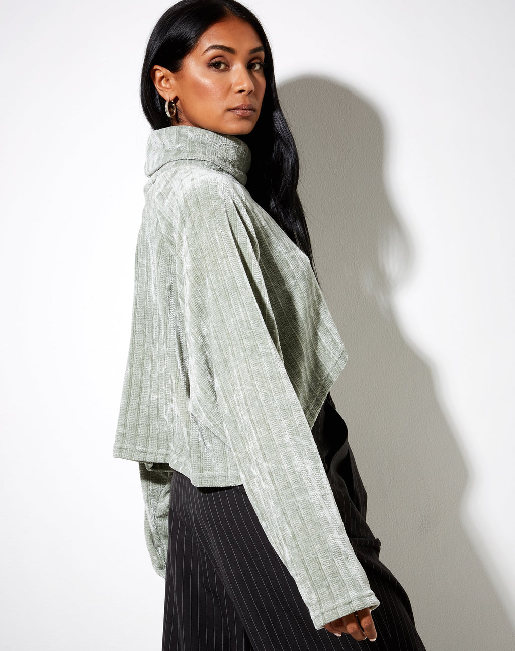 Evie Cropped Trui in Chenille Sage