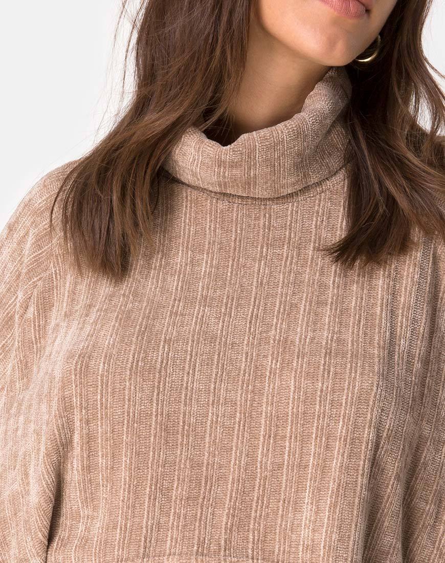 Afbeelding van Evie Cropped Sweatshirt in Chenille Tan