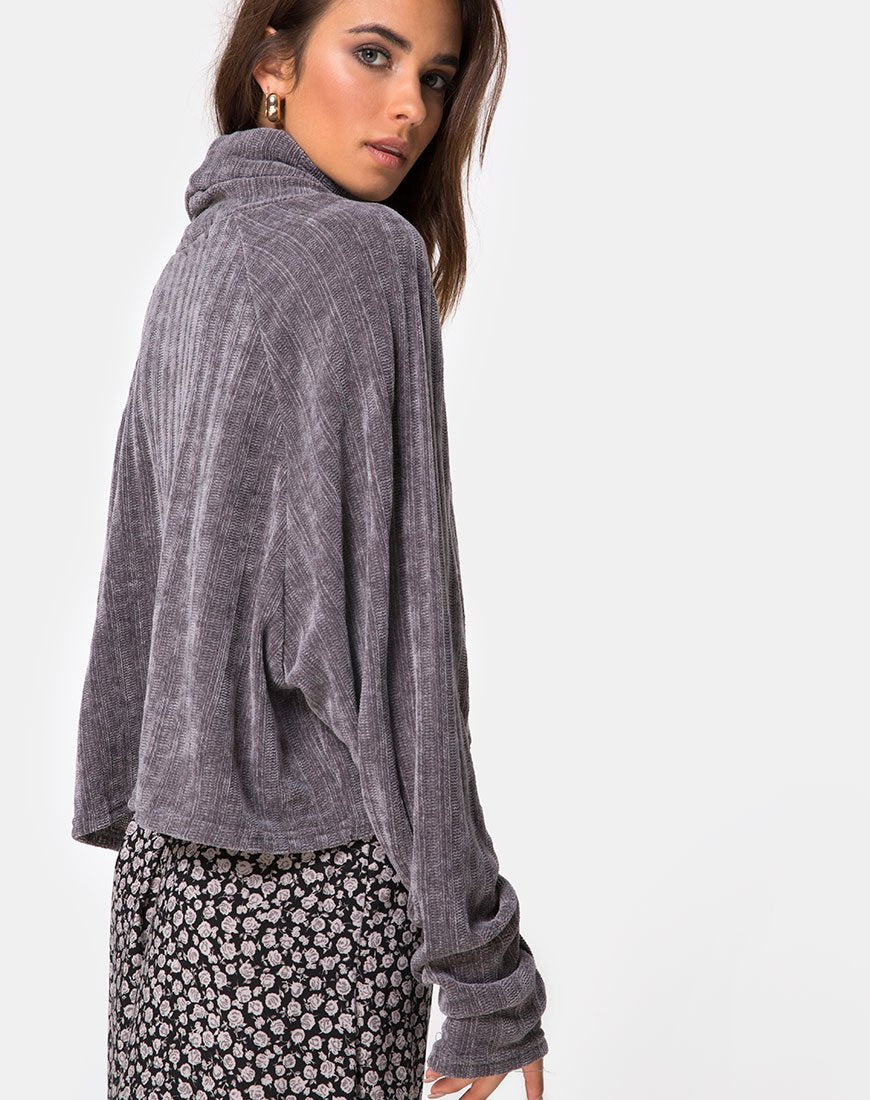 Afbeelding van Evie Cropped Sweatshirt in Chenille Grijs