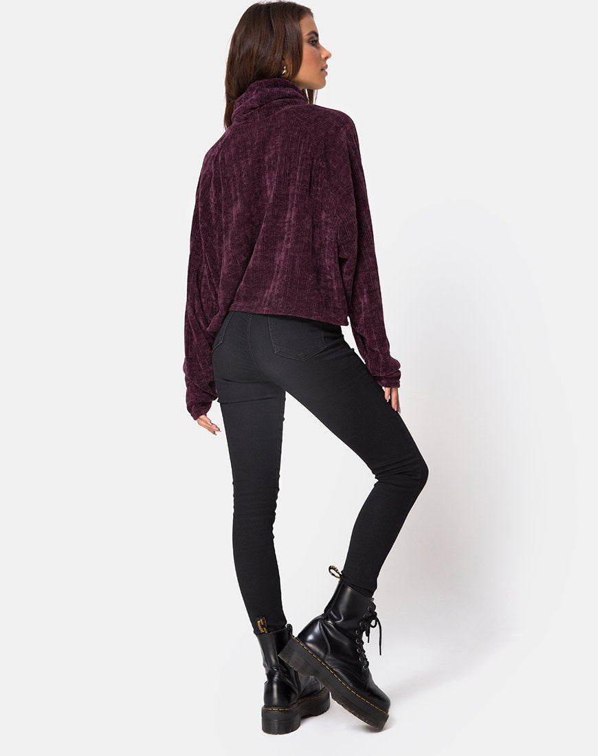 Afbeelding van Evie Cropped Sweatshirt in Chenille Plum