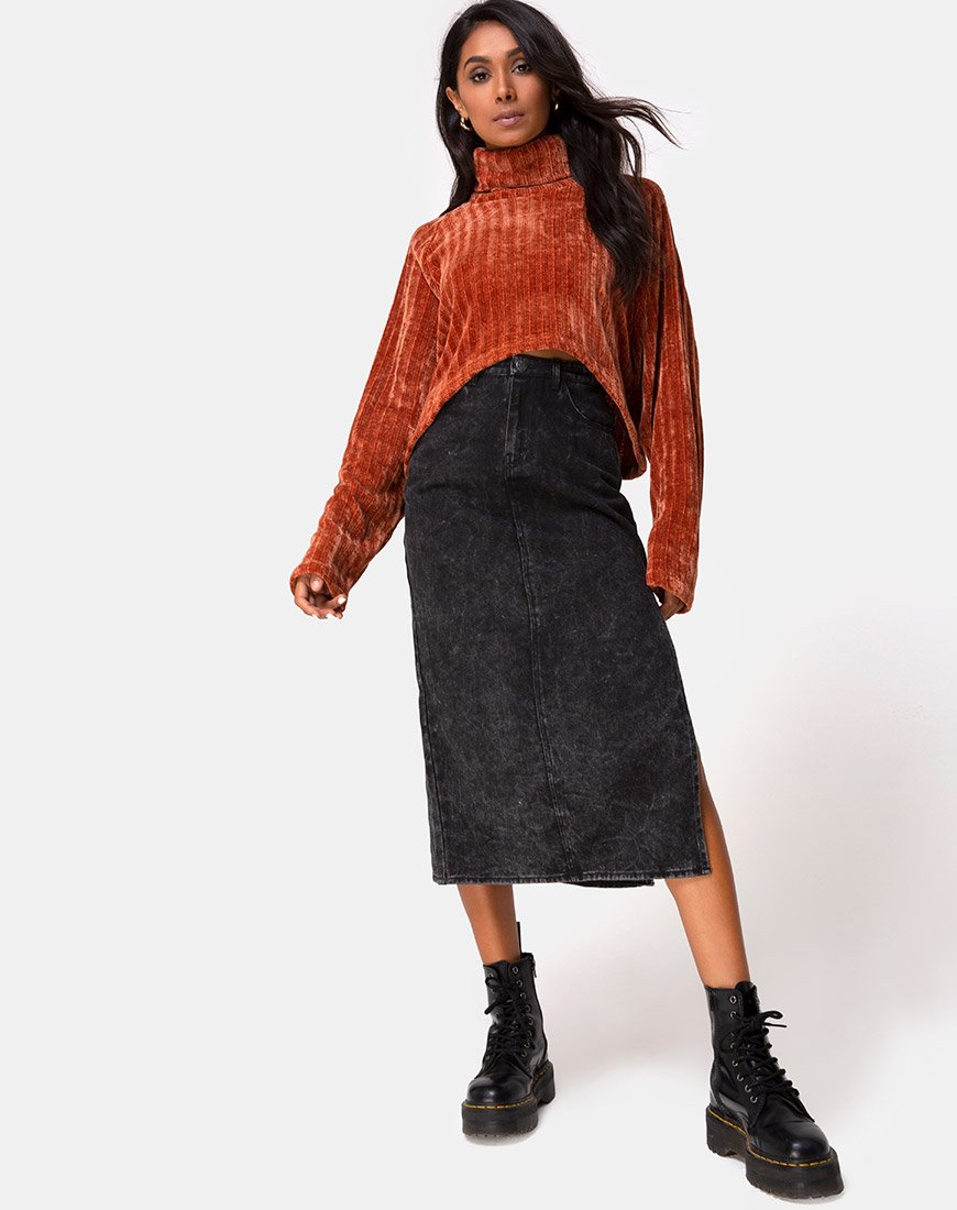 Afbeelding van Evie Cropped Sweater in Rust Chenille