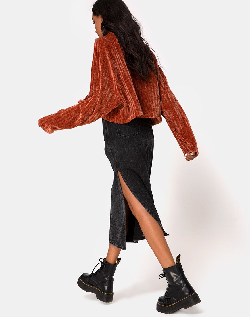 Afbeelding van Evie Cropped Sweater in Rust Chenille