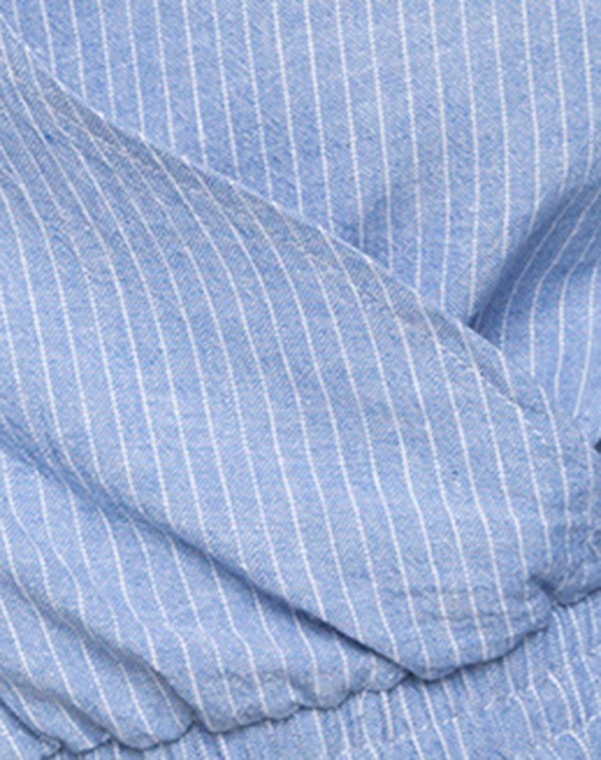Afbeelding van Evrilia Wrap Around Blouse in Stripe Blue