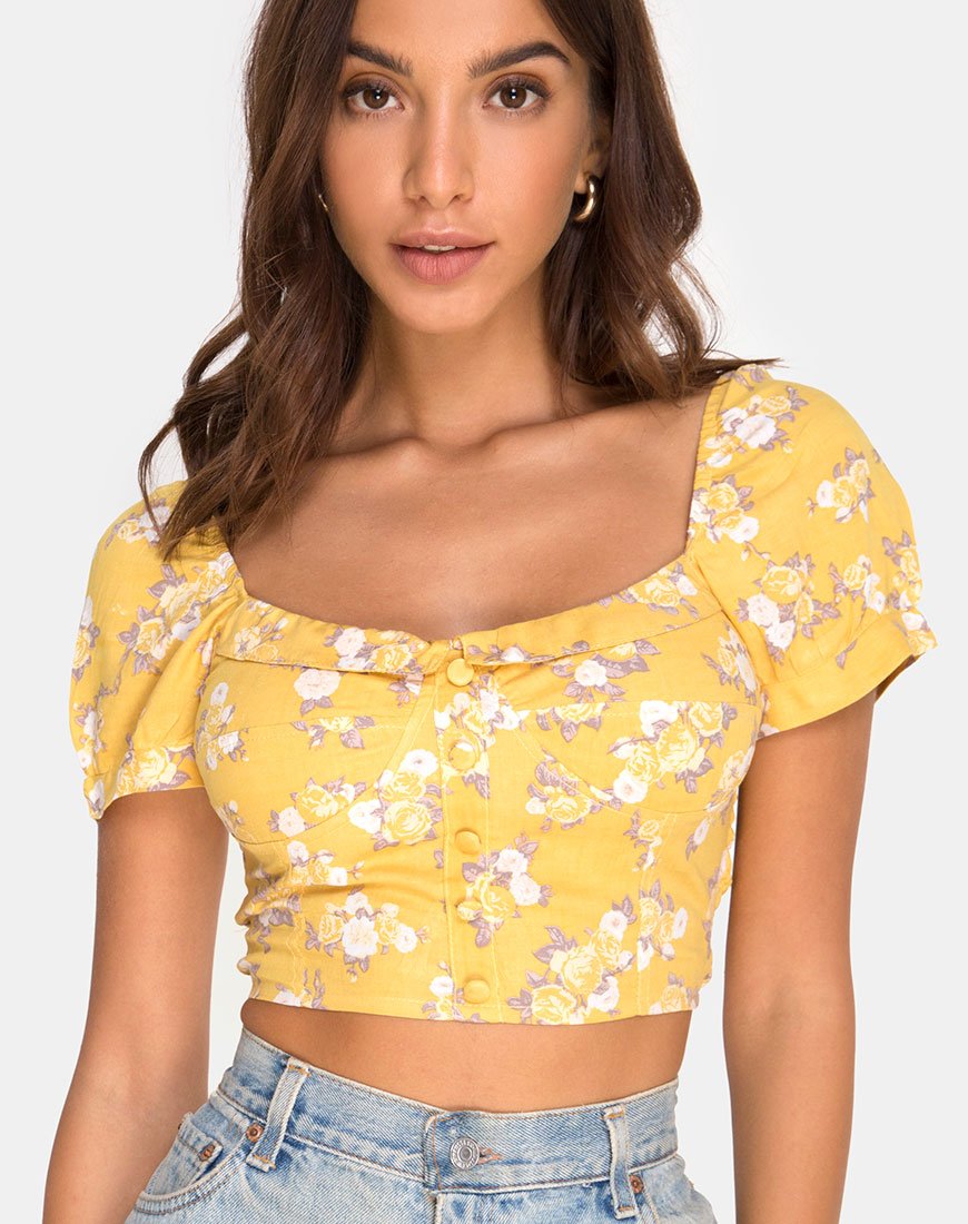 Fahrani Top in Rose Bunch Geel
