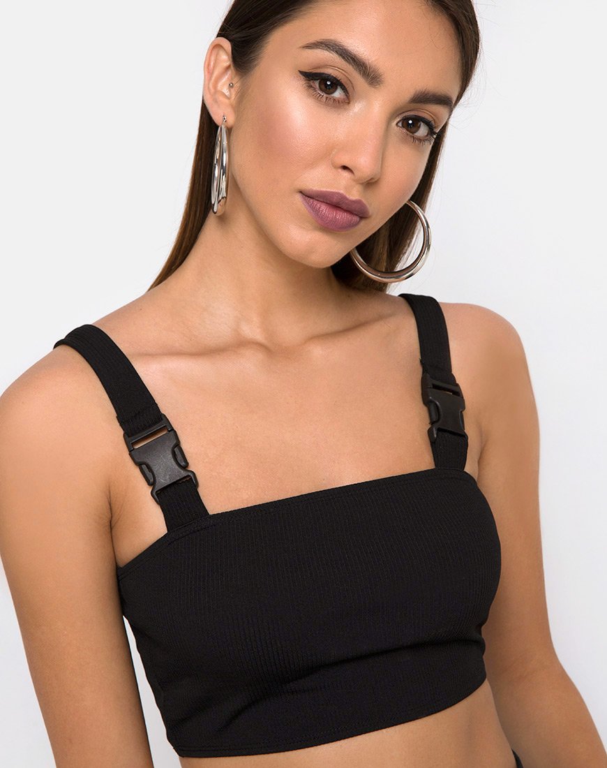 Farety Top in zwart met Derlin Clip