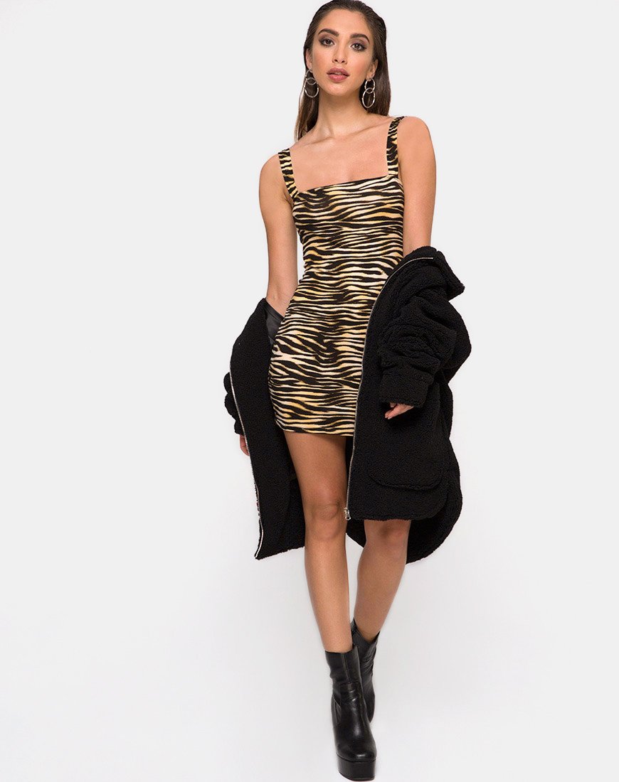 Afbeelding van Farlie Bodycon Dress in Zips Zebra Bruin