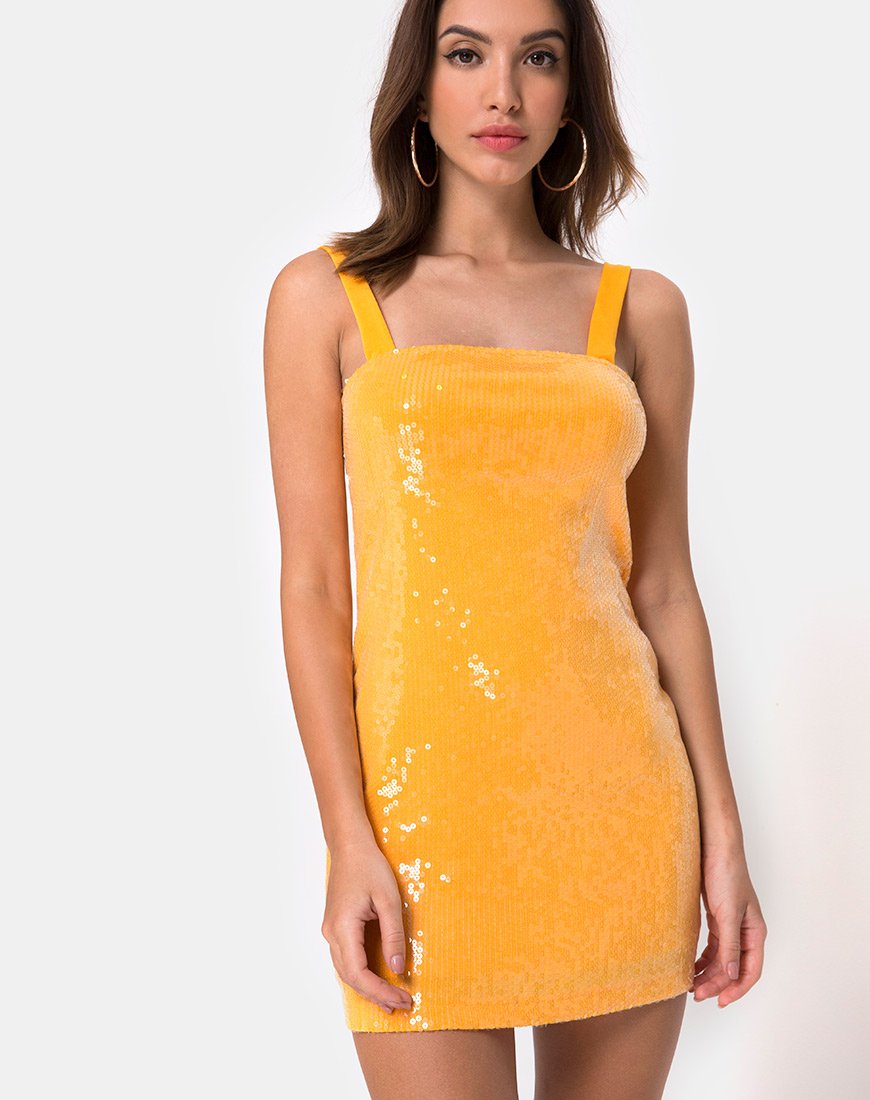 Afbeelding van Farlie Bodycon Jurk in Mandarijn met Heldere Pailletten