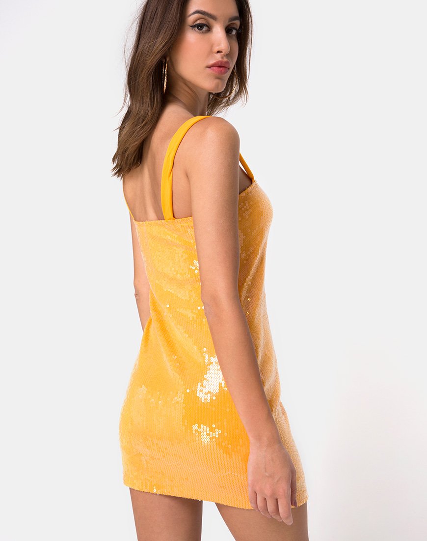 Farlie Bodycon Jurk in Mandarijn met Heldere Pailletten