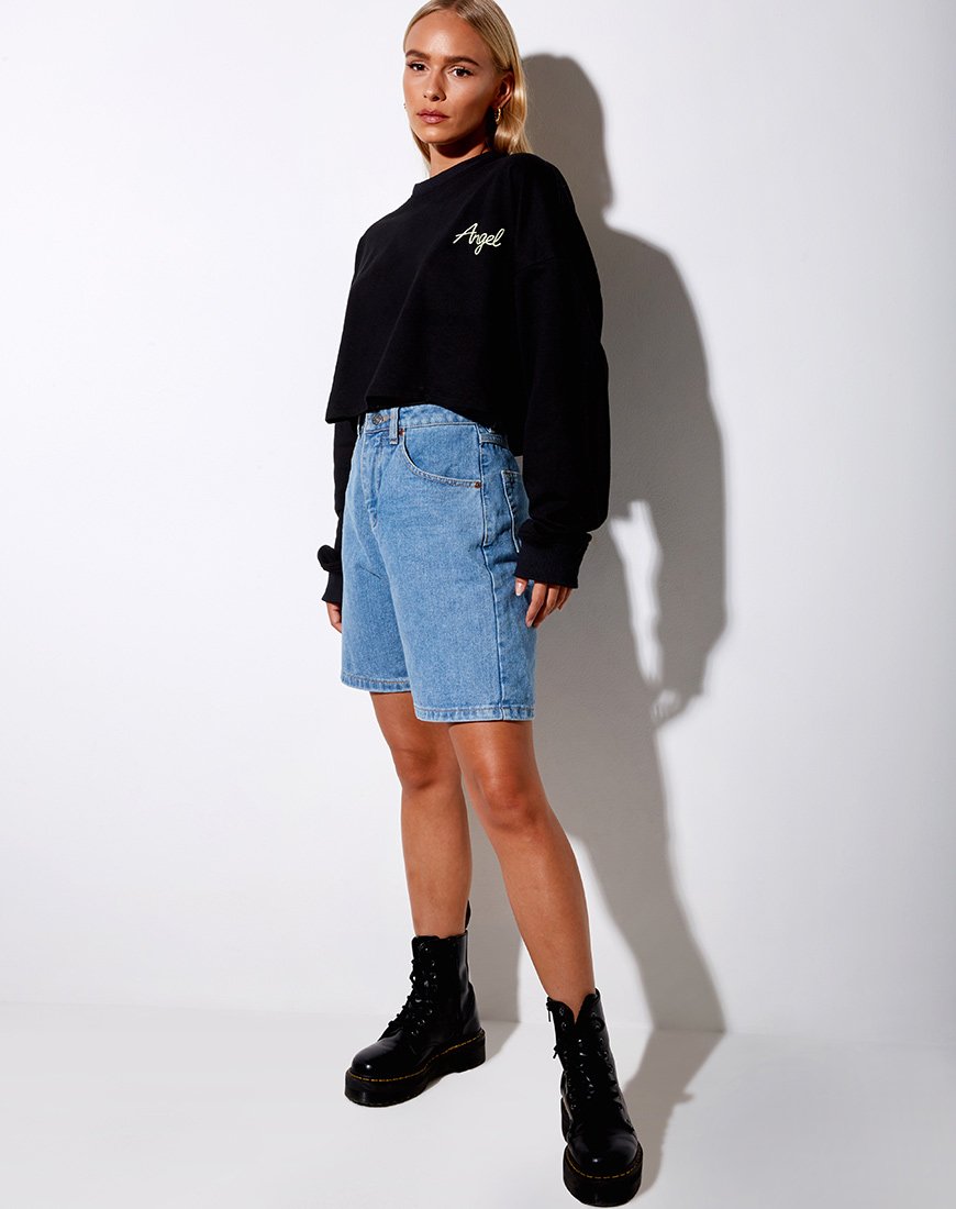 Afbeelding van Fawly Crop Top in Zwart Engel Embro in Neongroen