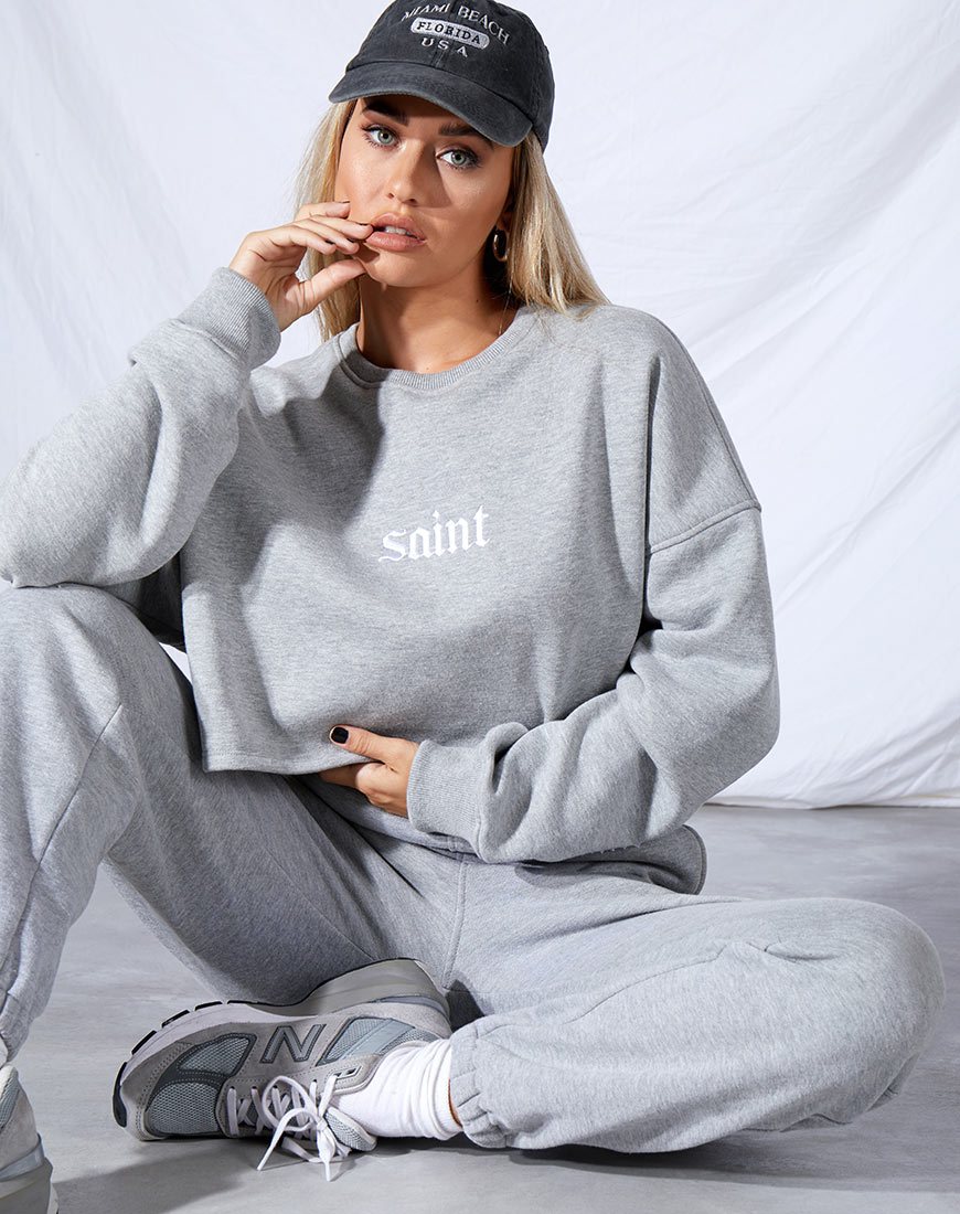 Afbeelding van Fawly Crop Top in grijs gemêleerd Saint Embro