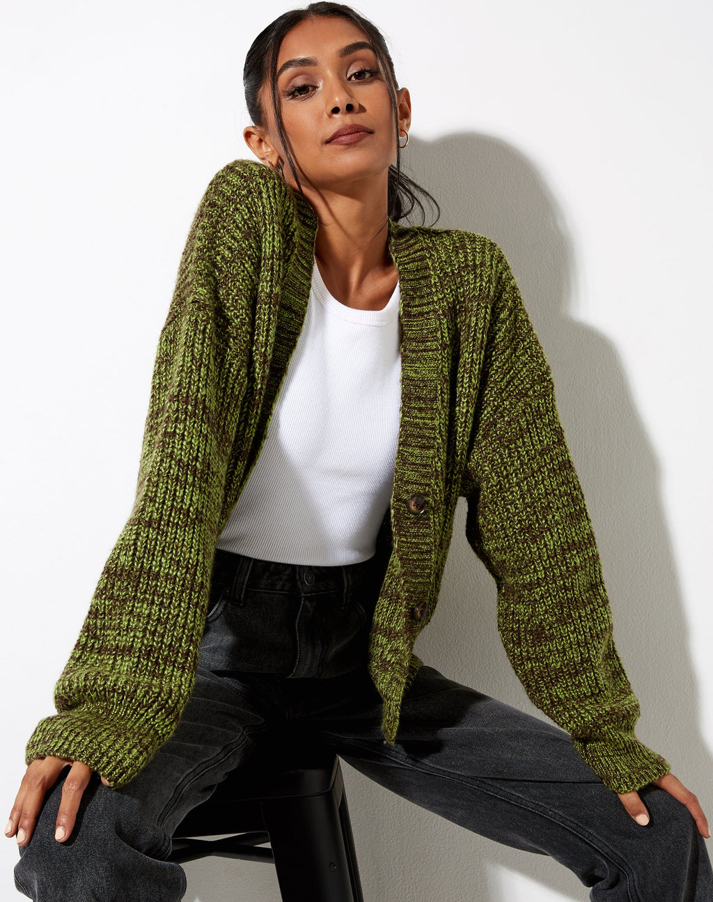 Fia vest in zwart en groen