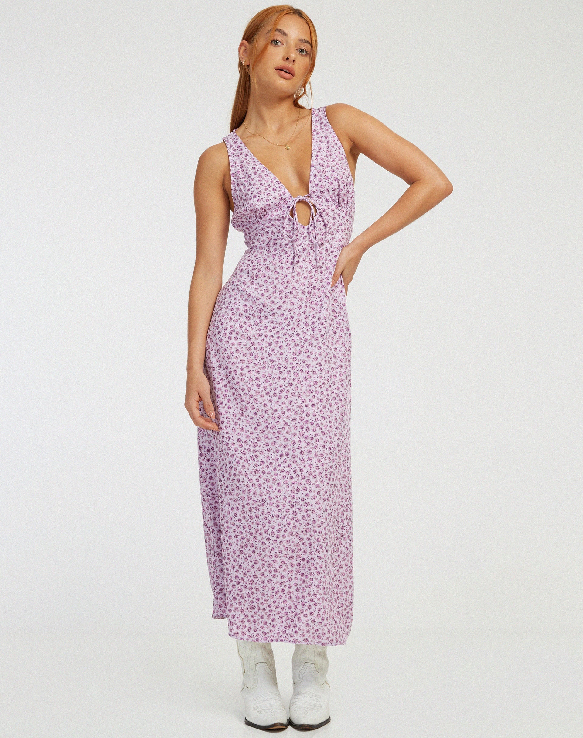 Afbeelding van Fiaso Midi Dress in Ditsy Rose Lilac