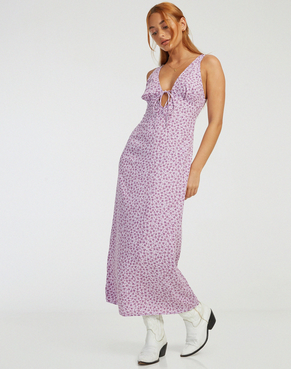Fiaso Midi Dress in Ditsy Rose Lila