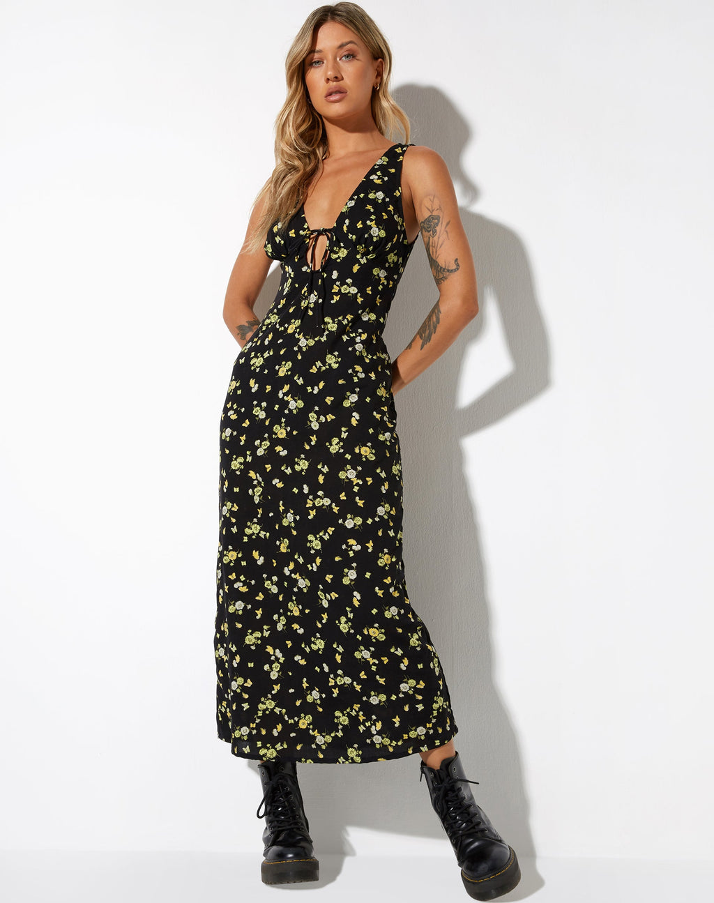Fiaso Midi Dress in Lemon en Lime Zwart