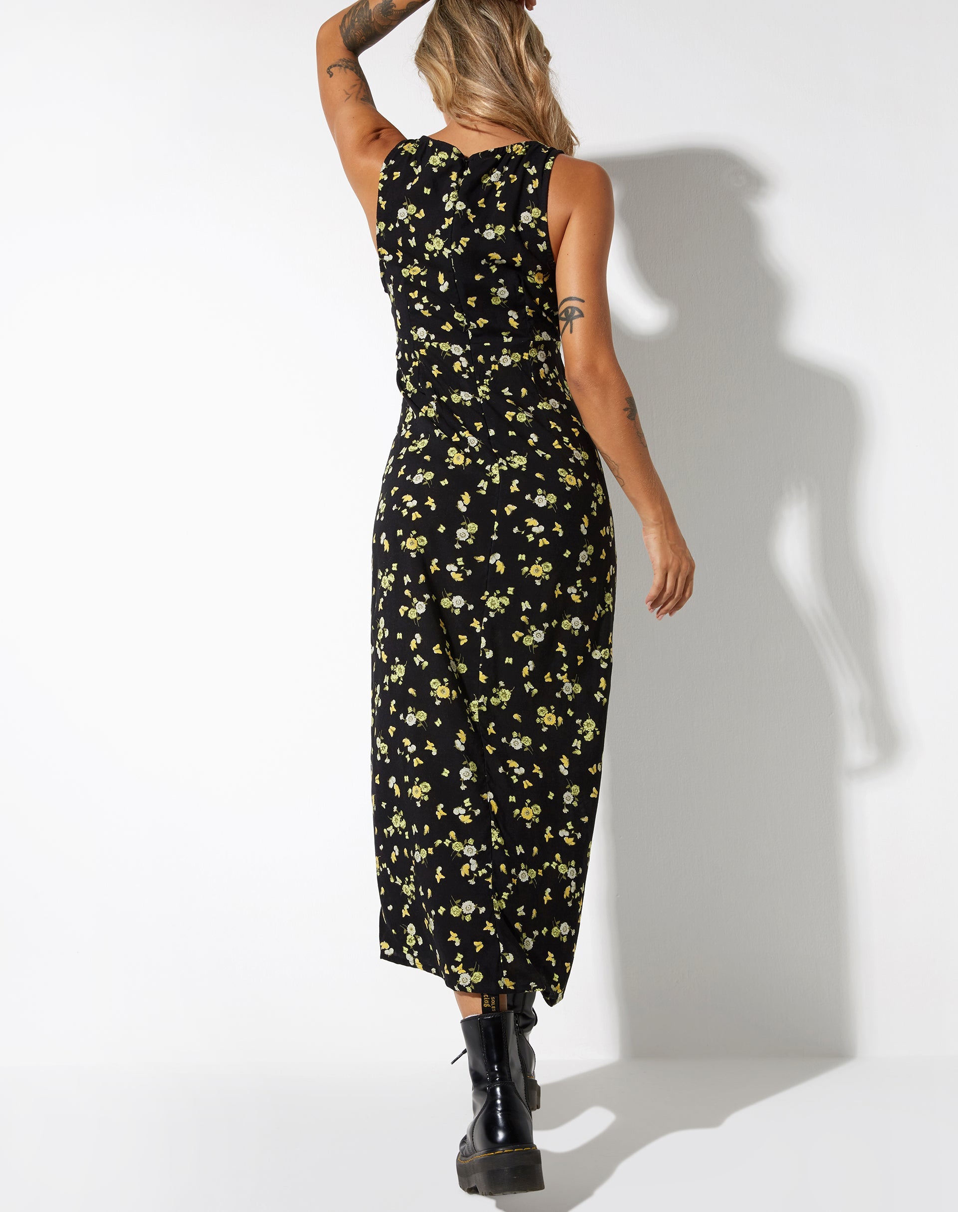 Afbeelding van Fiaso Midi Dress in Lemon and Lime Black