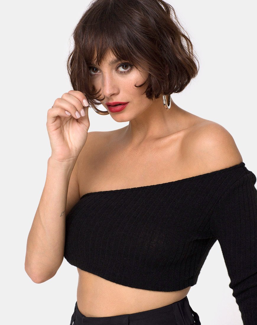 Fiax Top in Rib Zwart