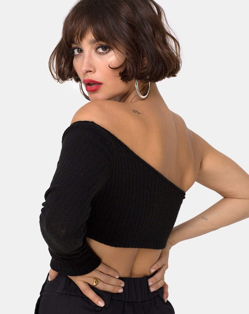 Fiax Top in Rib Zwart