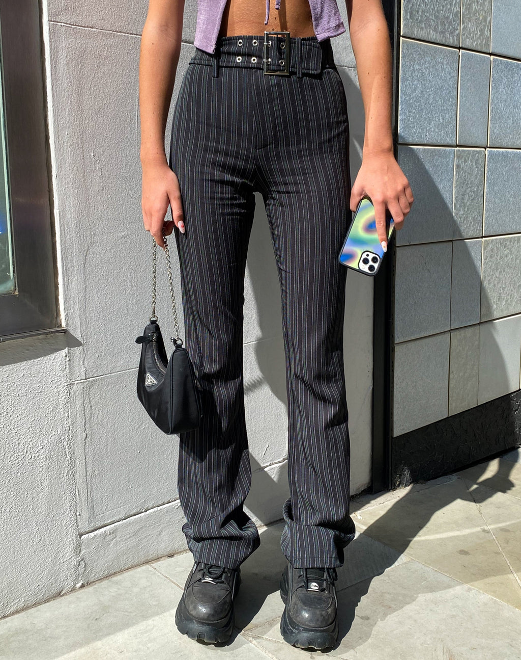 MOTEL X OLIVIA NEILL Zocha Flare Broek in Onregelmatige Streep Zwart
