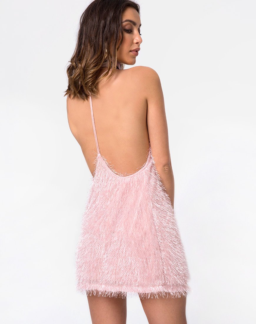 Afbeelding van Finn Jurk in Pluche Franje Suiker Roze