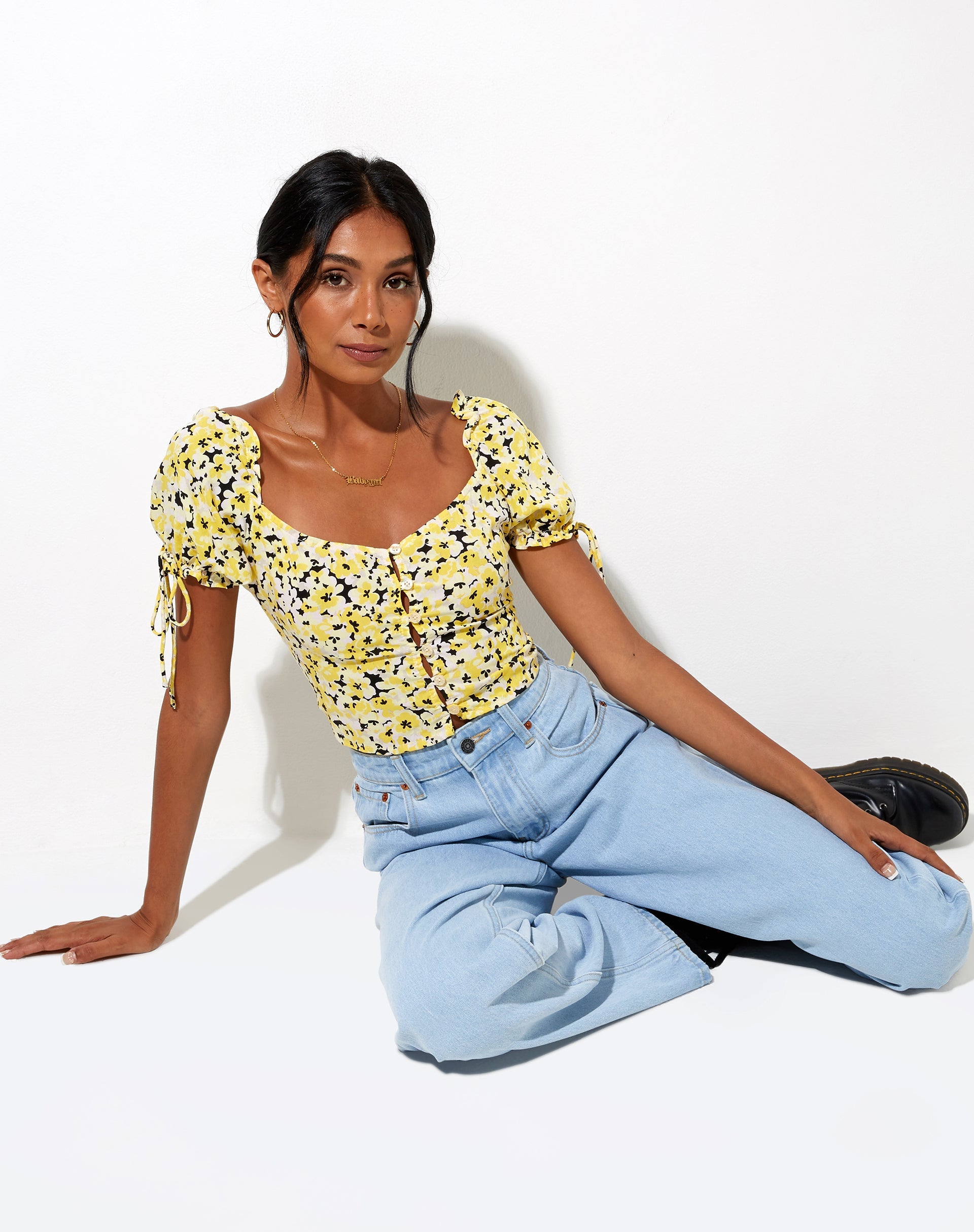 Afbeelding van Flaba Crop Top in Sunflower Pop Yellow