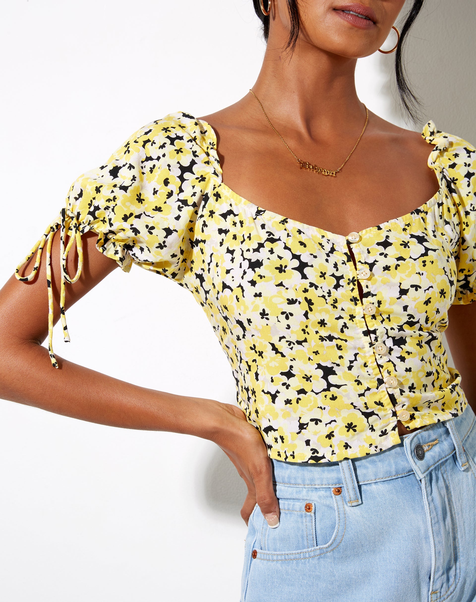 Afbeelding van Flaba Crop Top in Sunflower Pop Yellow