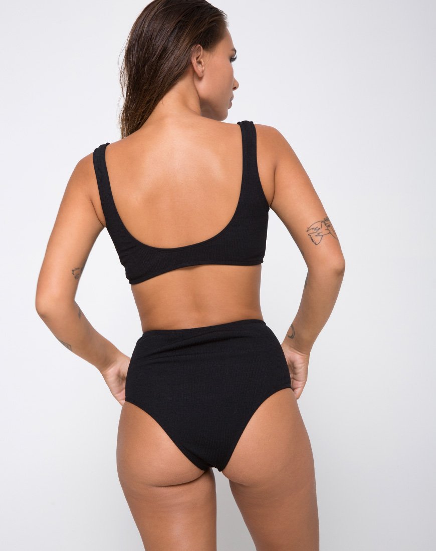Afbeelding van Fleata Bikinibroekje Mini Rib Gestructureerd Onyx