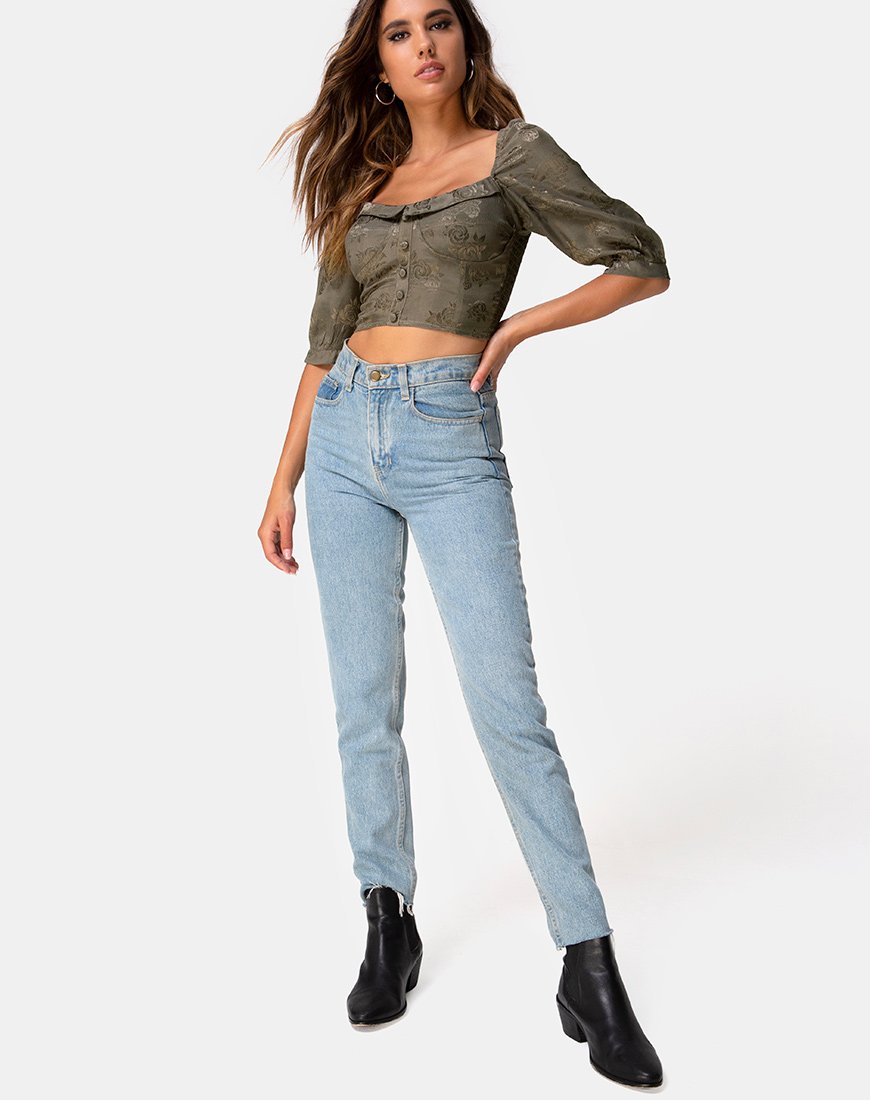 Afbeelding van Flory Crop Top in Satijn Roos Zilvergrijs