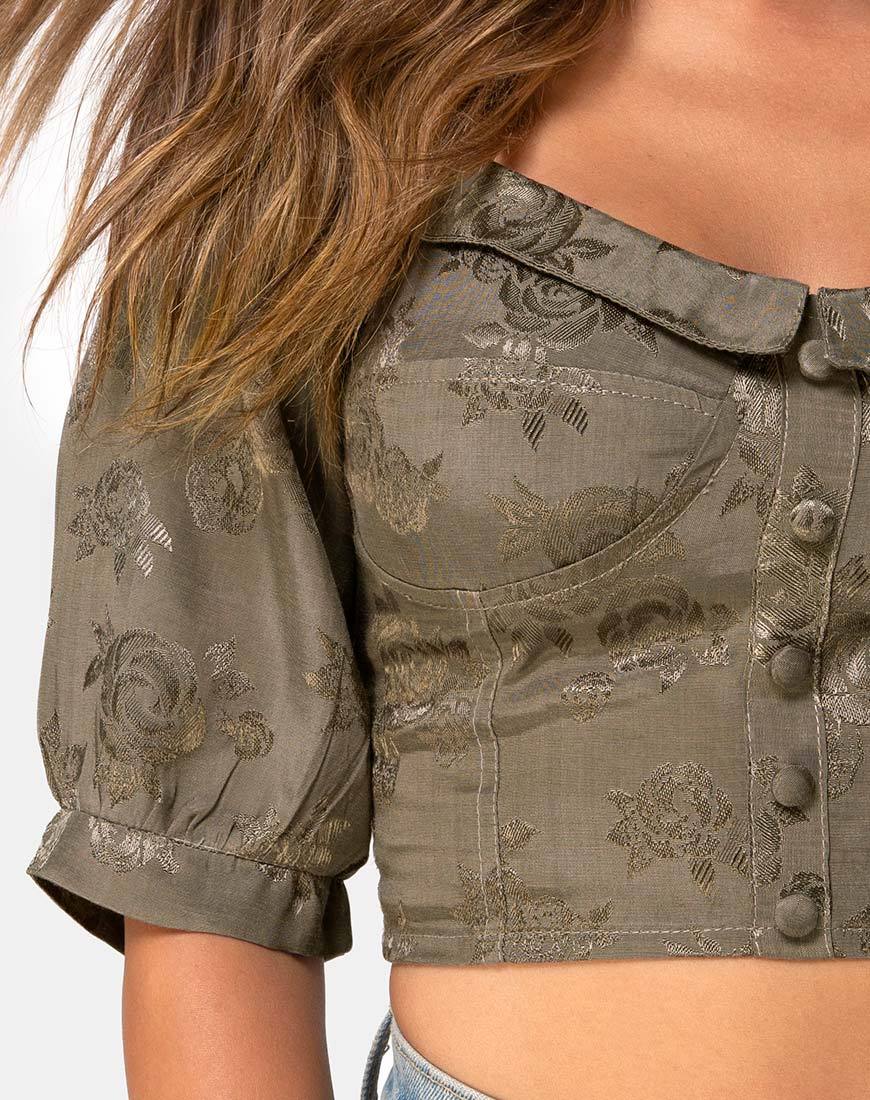 Afbeelding van Flory Crop Top in Satijn Roos Zilvergrijs